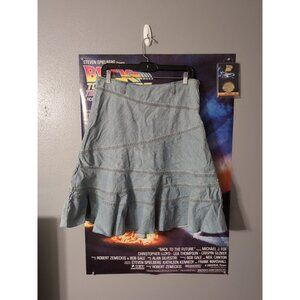 DKNY Jeans Patchwork Denim Flared A Line Swing Skirt Size 8 Vintage Y2K Side Zip